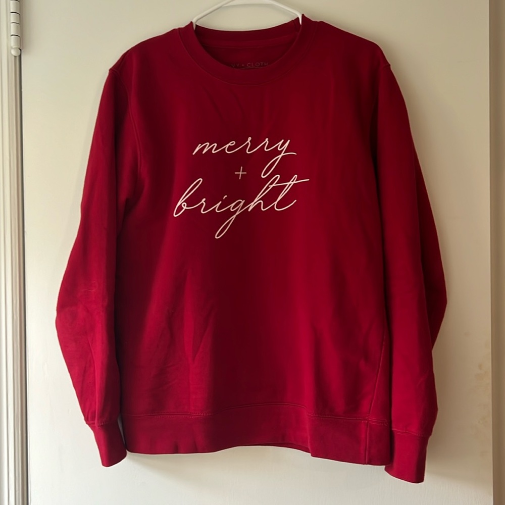 Ivy and Cloth LIKE NEW Merry + Bright Christmas  Sweatshirt Size M